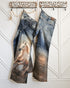 Wild Spirit Horse Print High-Waisted Wide Leg Jeans, front view showing the western horse print fabric and wide leg silhouette