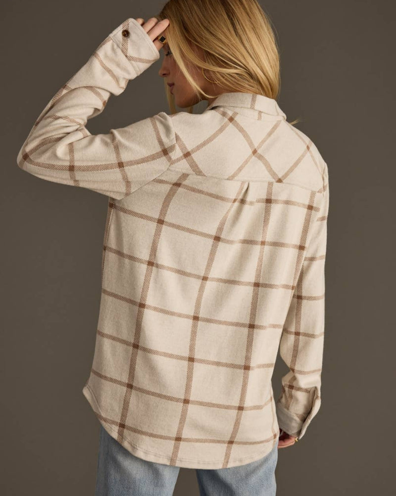 Beige & Brown Plaid Button Up Soft Shirt