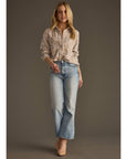 Tan, Mauve & White Plaid Button Up Soft Shirt