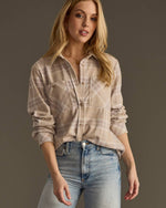 Tan, Mauve & White Plaid Button Up Soft Shirt