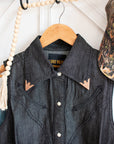 Wrangler black western denim sleeveless shirt with iconic pearl snaps