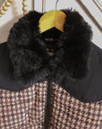 Zoomed-in view of the plush black faux fur collar on the Wrangler Western puffer jacket