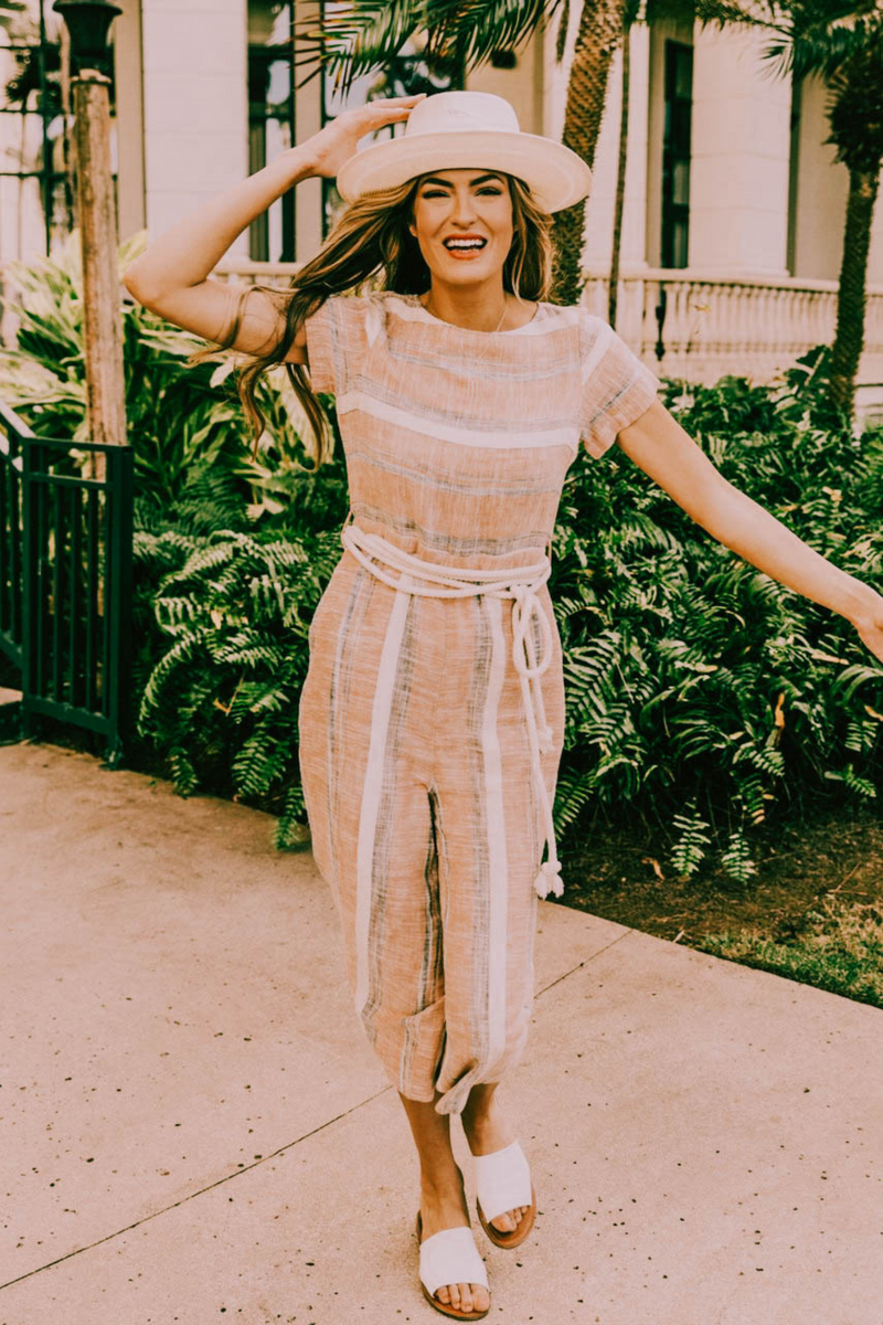 Striped playsuits sales