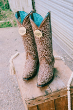 Corral Boots - A4149 Brown Full Floral Embroidery Cowboy Boots