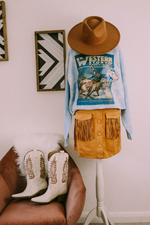 Faux Suede Fringe Mini Skirt