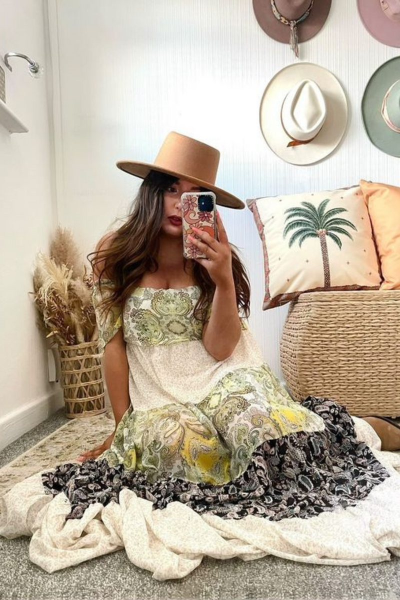 BOHO FLORAL PAISLEY MAXI DRESS Melbelle Western x Boho