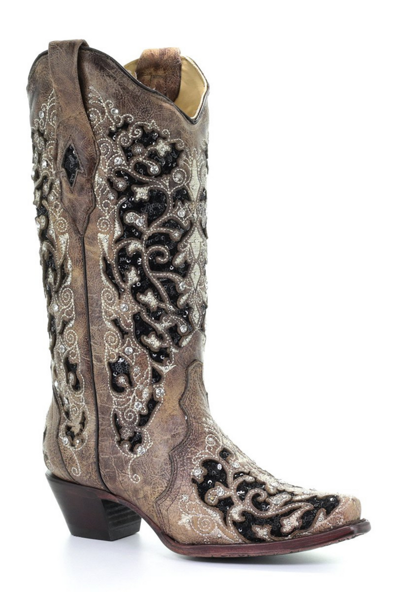 Glitter inlay cowgirl deals boots