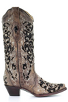 CORRAL BOOTS - A3569 BLACK SEQUIN INLAY COWBOY BOOTS