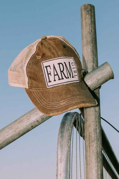 Farm girl cap, brown cap for farmers