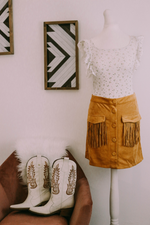 Faux Suede Fringe Mini Skirt