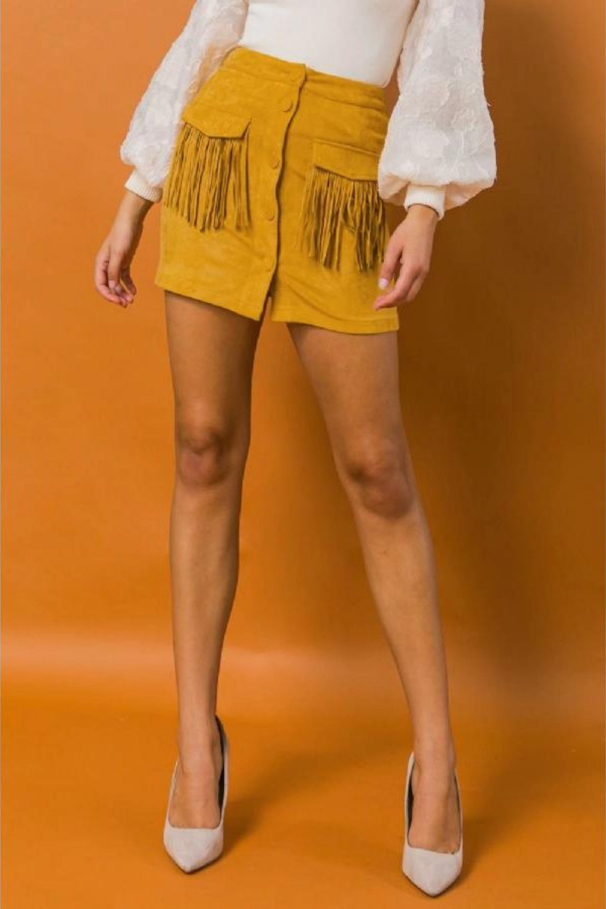 Faux Suede Fringe Mini Skirt Melbelle Western x Boho