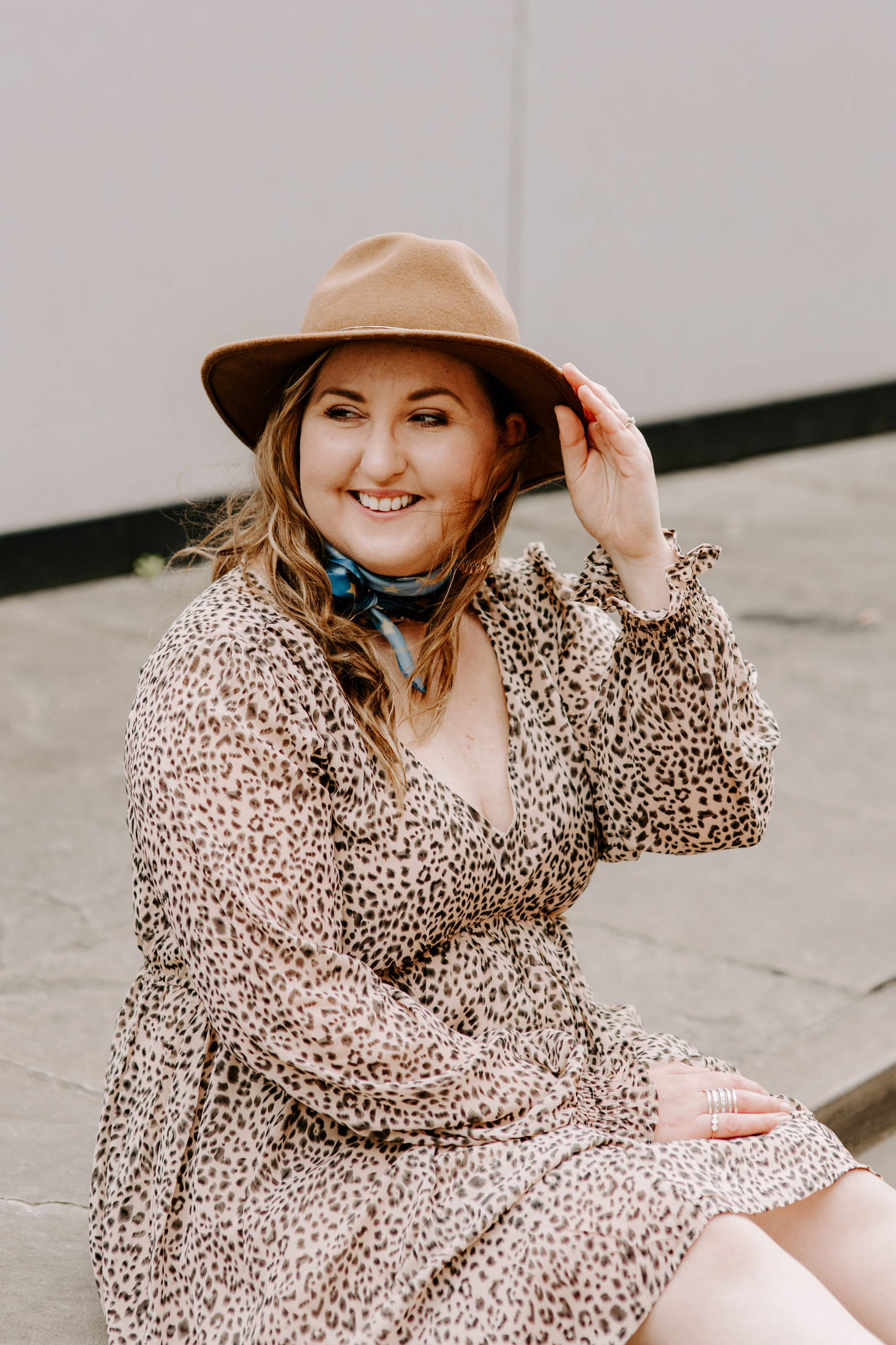 Leopard Print Chiffon Long Sleeved Smock Dress Melbelle