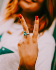 Adjustable Lightning Bolt Turquoise Ring