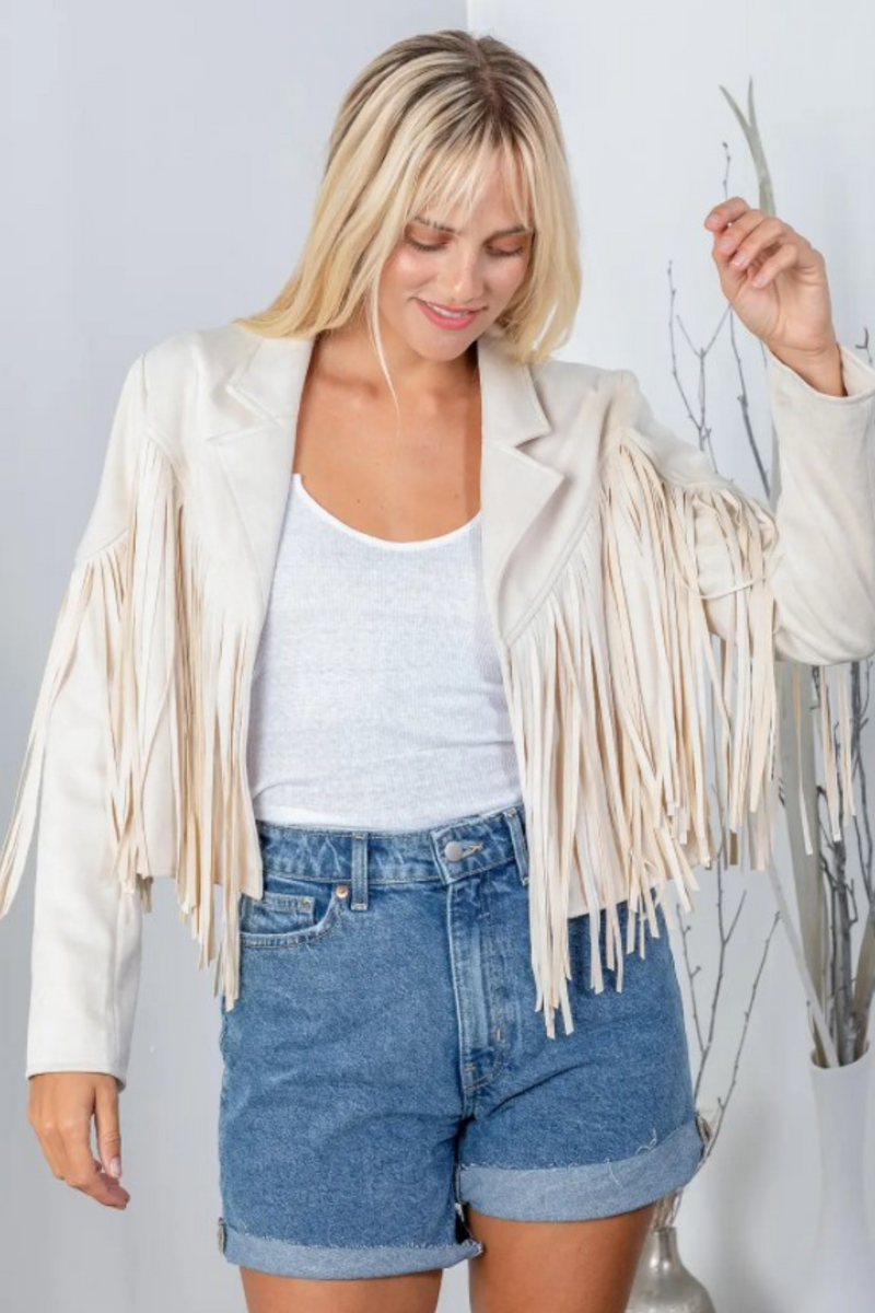 Short top fringe jacket
