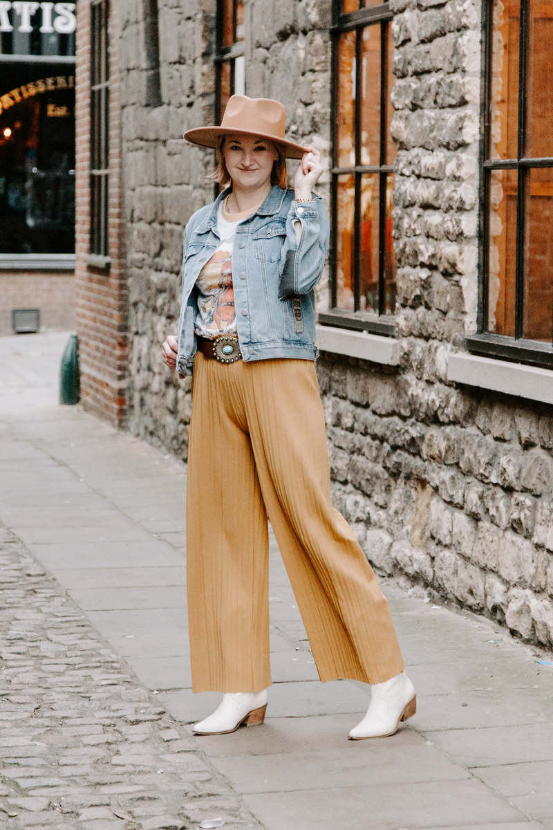 Mustard Yellow High Waisted Pleated Culottes