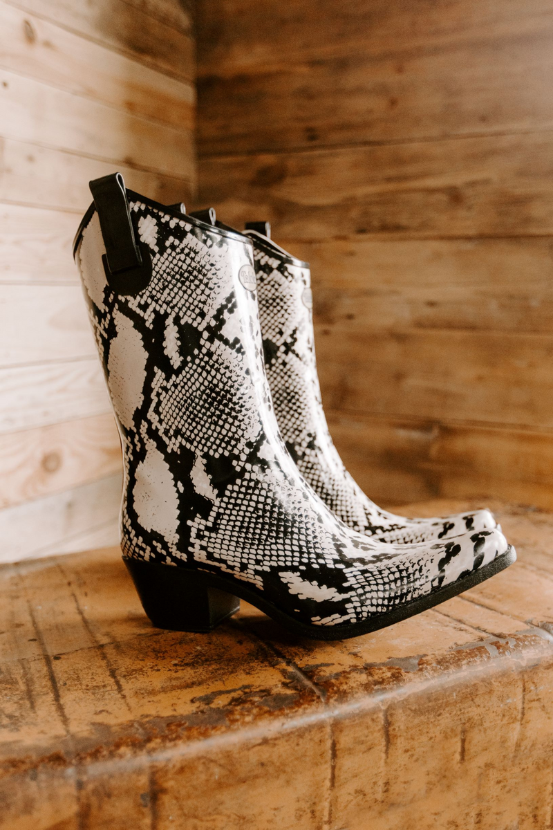 Snakeprint cowboy boot style wellies