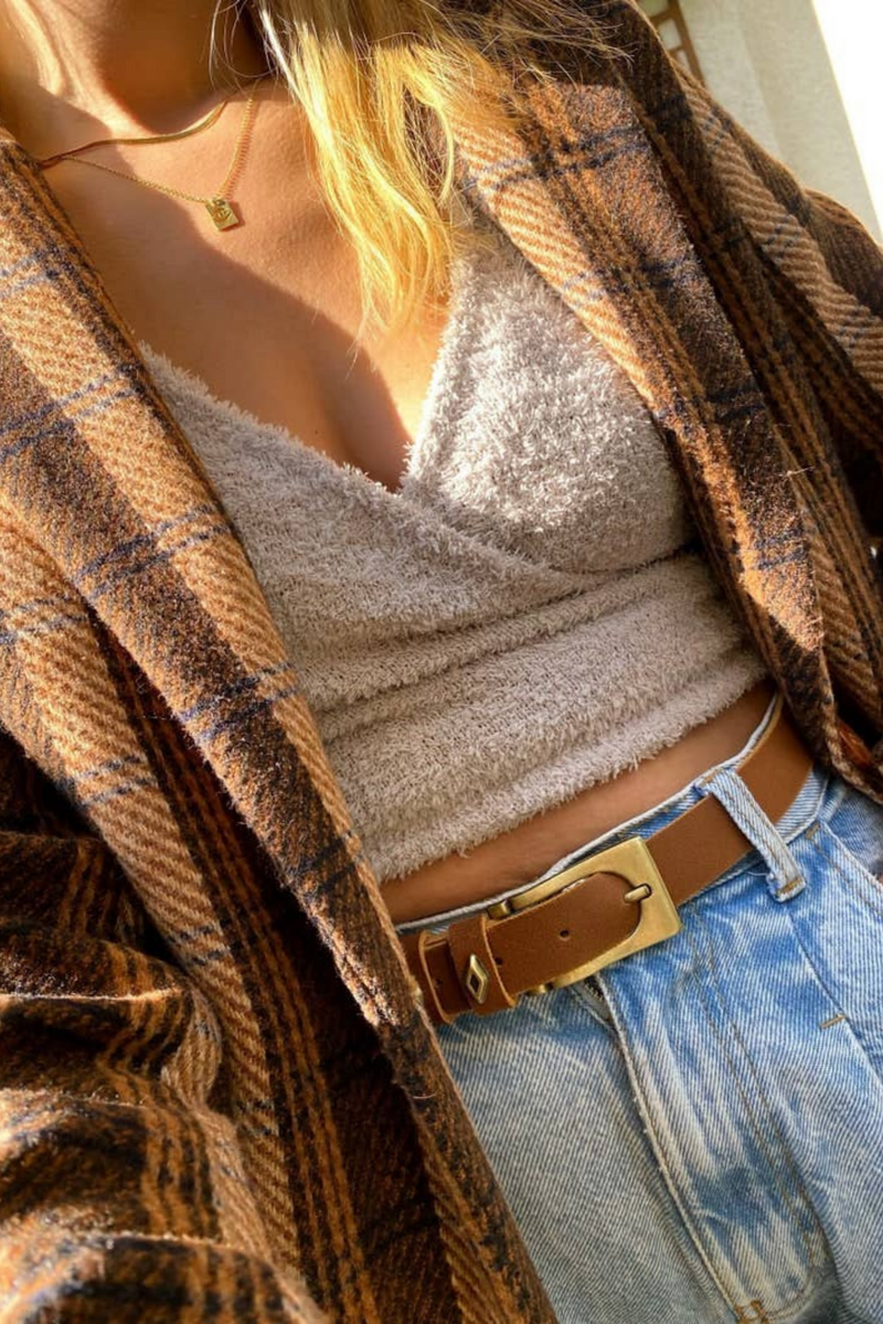 Thin Brown Leather Western Belt