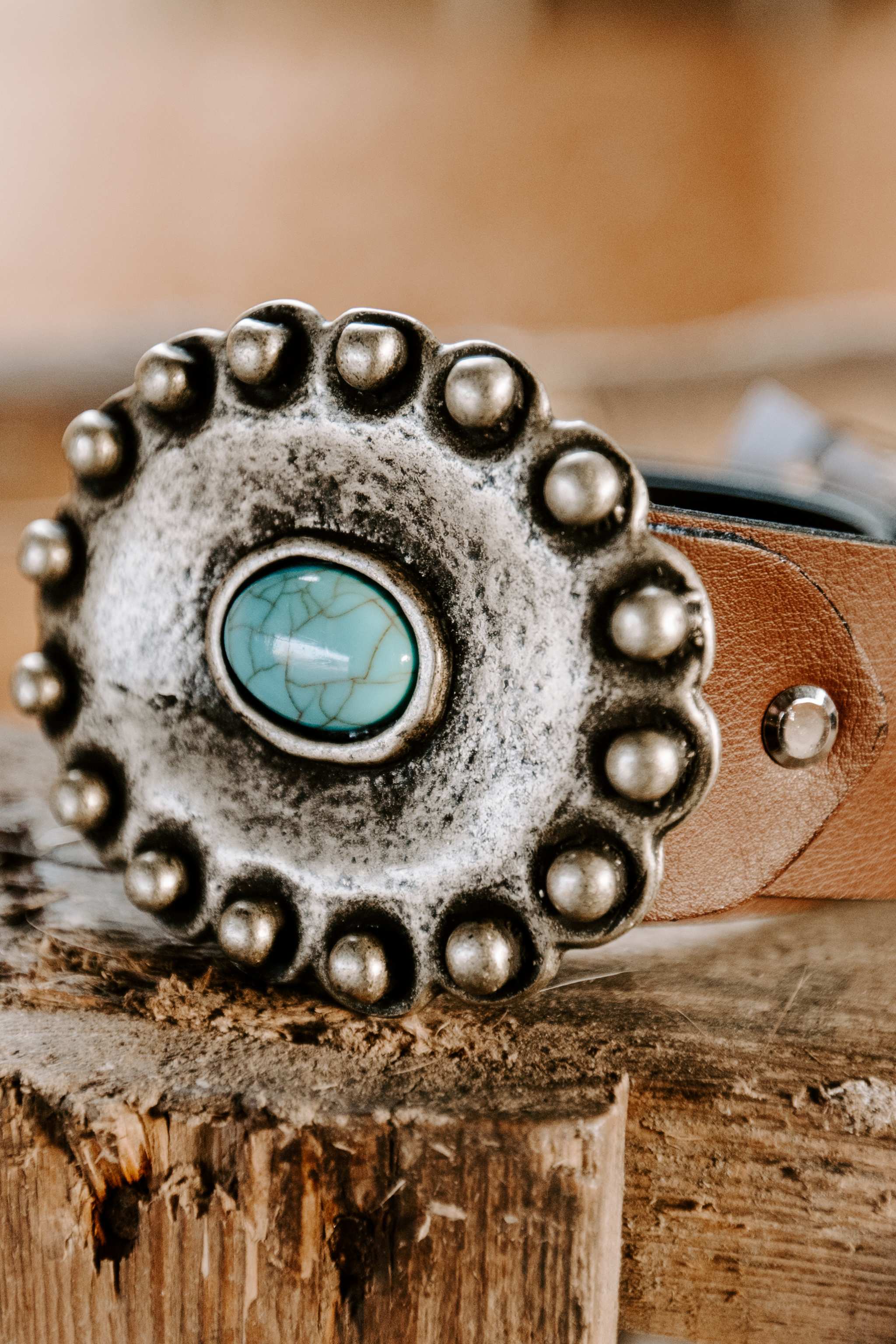 Turquoise top leather belt