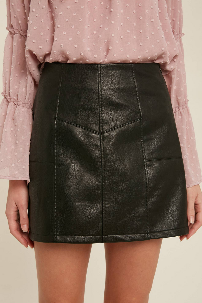 Whichita Vegan Leather Black Mini Skirt
