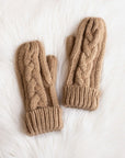 Tan Cable Knit Mittens