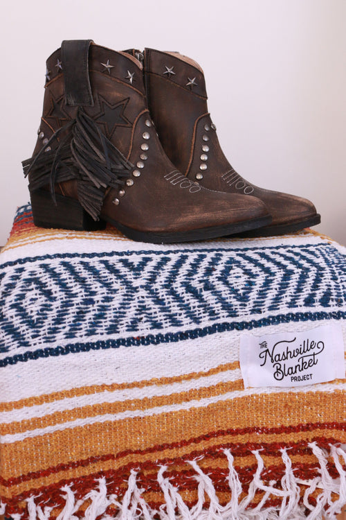 Star & Fringe Ankle Western Boots