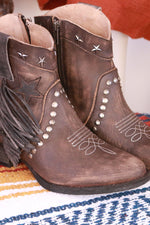 close up Star & Fringe Ankle Western Boots
