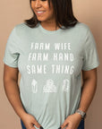 "FARM WIFE" TEE BLUE/GREEN