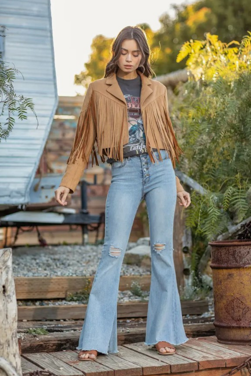 Tan 2025 fringe jacket