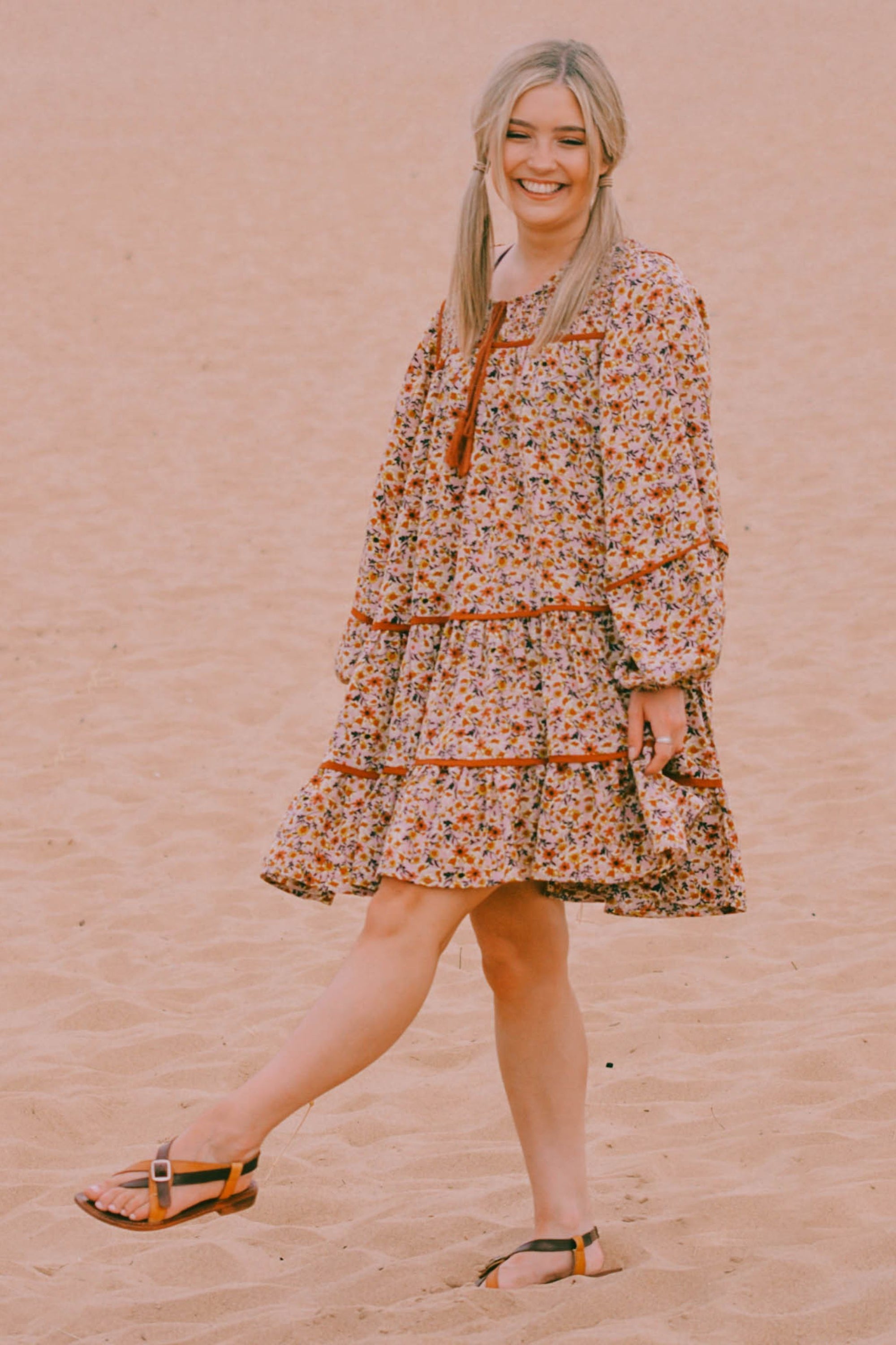 La Risa Flat Tan Leather Sandals by Free People