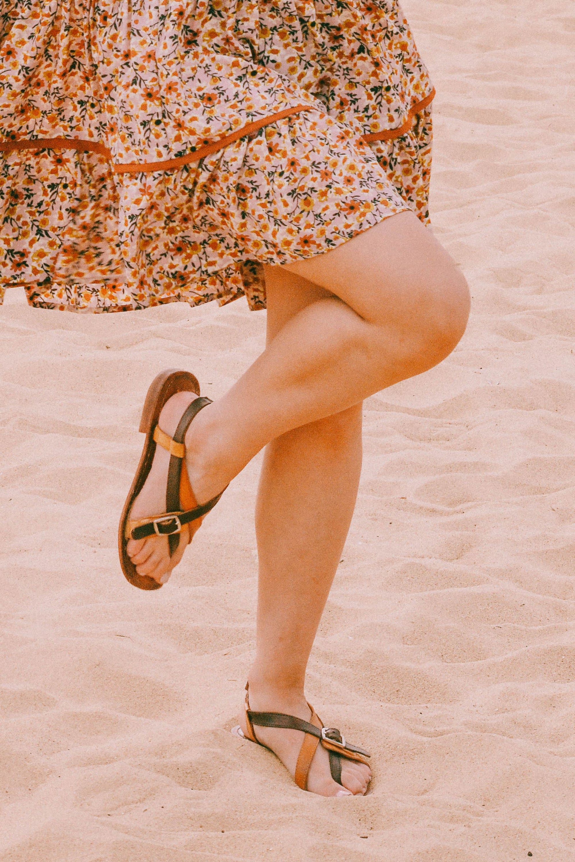 La Risa Flat Tan Leather Sandals by Free People