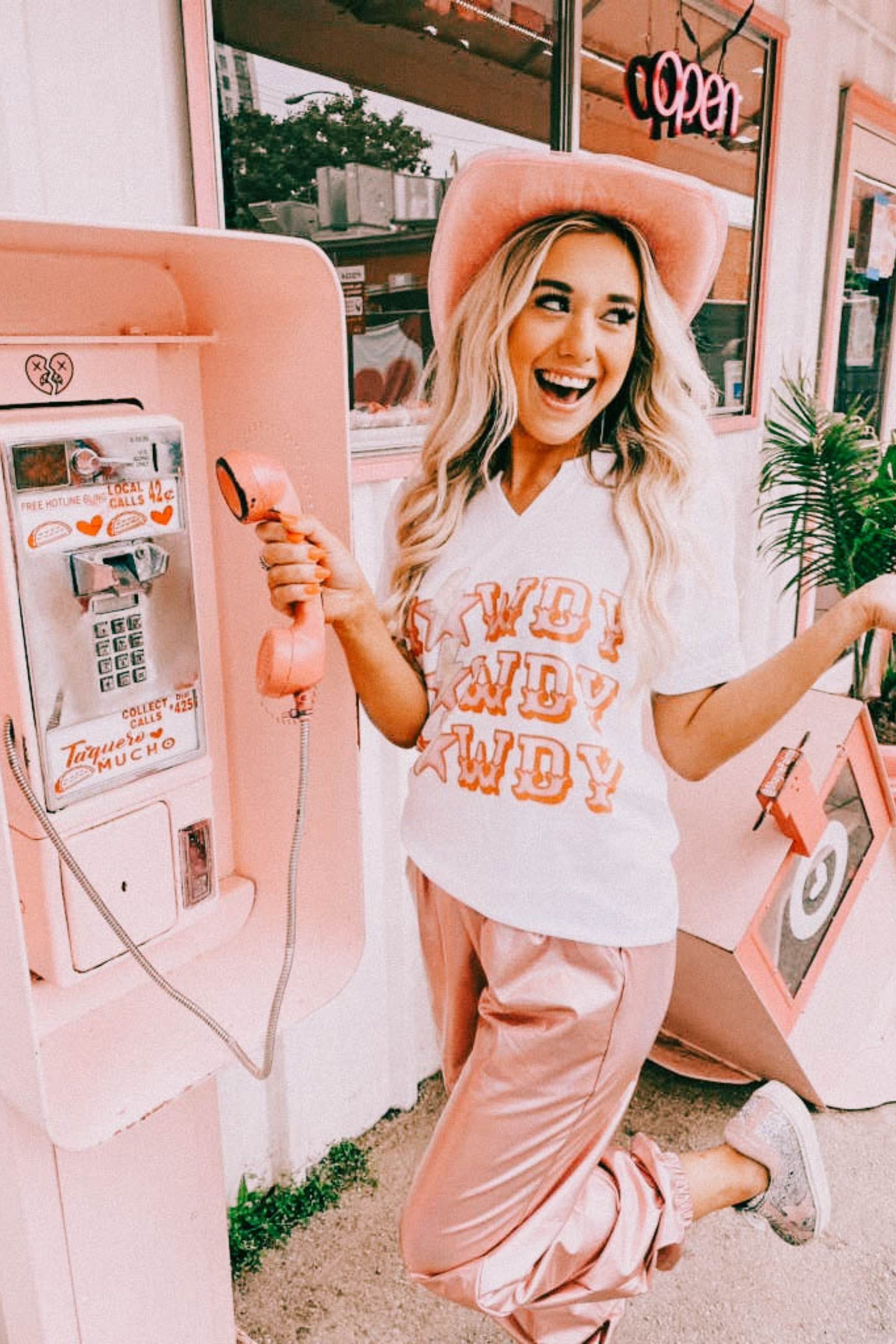 pink and white howdy cowgirl t-shirt