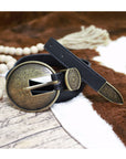 Oval Embossed Vintage Style Buckle Belt - Black