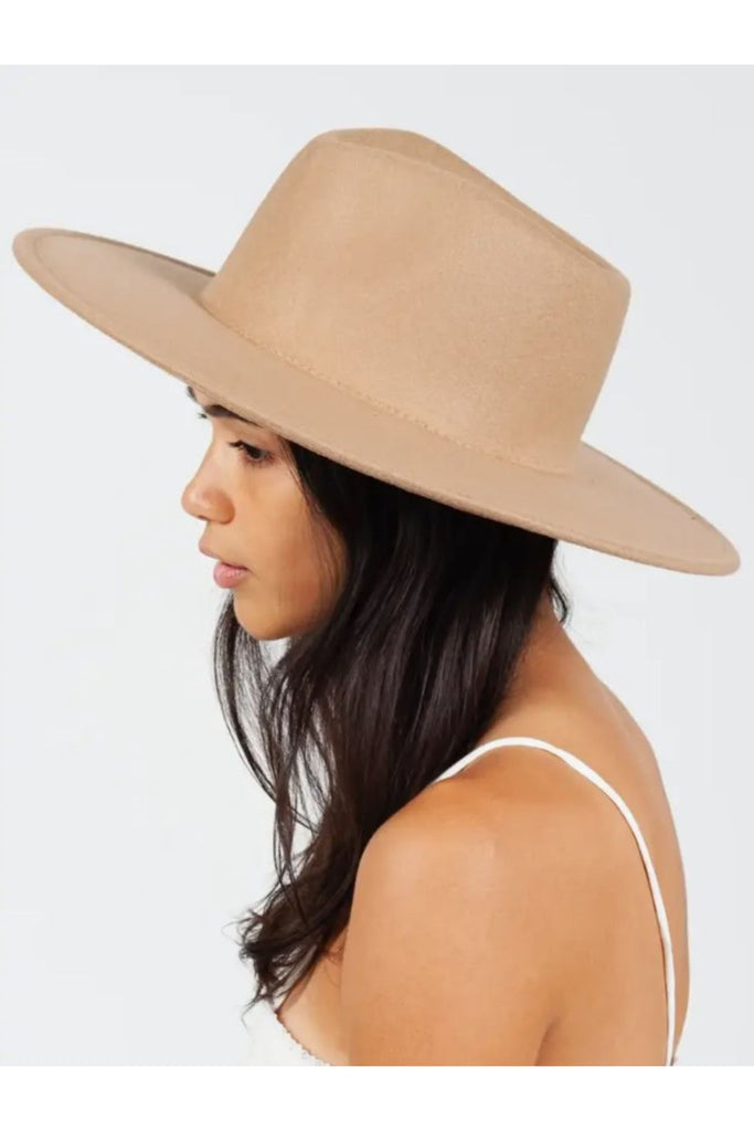 Wide Brim Hat Vegan Felt Brown